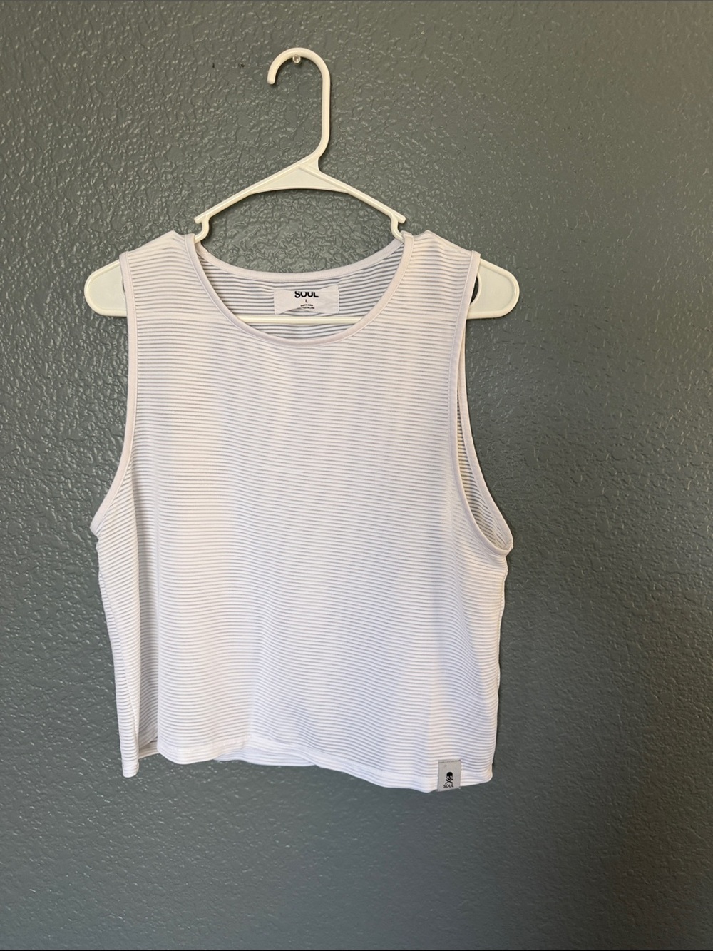 soulcycle White Ribbed Sleeveless Tank sheer